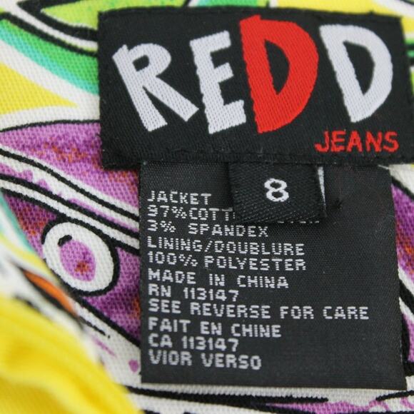 REDD Jeans Vintage Psychedelic New Wave Jacket Bright Sequins Size 8 - Picture 7 of 11
